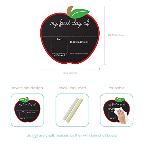 Pearhead First and Last Day of School Reversible Chalkboard, Reusable Photo Sharing Prop with Chalk, Celebrate School Memories and Milestones