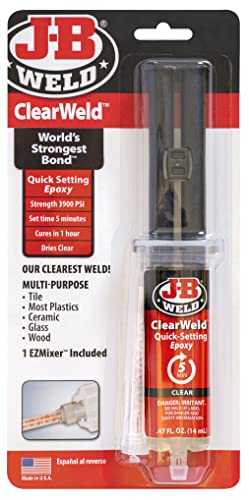 J-B Weld ClearWeld 5 Minute Epoxy, Clear, Syringe, 2 Pack, 50112-2