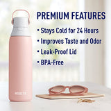 Brita Insulated Filtered Water Bottle with Straw, Reusable, Stainless Steel Metal, Rose, 20 Ounce