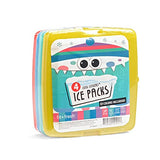 Cool Coolers By Fit & Fresh 4 Pack Slim Ice Packs, Quick Freeze Space Saving Reusable Ice Packs for Lunch Boxes or Coolers, Multi Colored