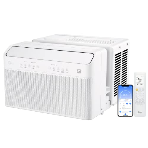Midea 8,000 BTU U-Shaped Smart Inverter Window Air Conditioner –Cools up to 350 Sq. Ft., Ultra Quiet with Open Window Flexibility, Works with Alexa/Google Assistant, 35% Energy Savings, Remote Control