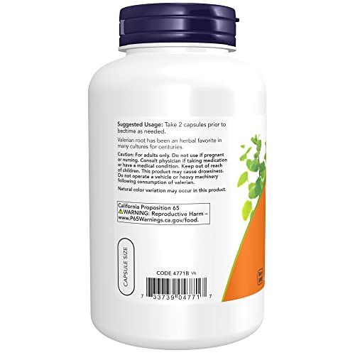 NOW Supplements, Valerian Root (Valeriana officinalis) 500 mg, Herbal Supplement, 100 Veg Capsules