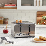 BELLA Stainless Steel 2 Slice Toaster with Extra Wide Slots & Removable Crumb Tray - 6 Browning Options, Auto Shut Off & Reheat Function - Toast Bread, Bagel & Waffle