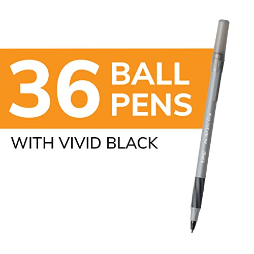 BIC Round Stic Grip Xtra Comfort Black Ballpoint Pens, Medium Point (1.2mm), 36-Count Pack, Perfect Writing Pens With Soft Grip for Superb Comfort and Control