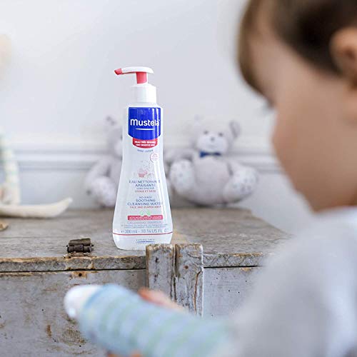Mustela Baby Soothing Cleansing Water - No-Rinse Micellar Water for Very Sensitive Skin - with Natural Avocado & Schizandra Berry - Fragrance Free - 10.14 fl. Oz