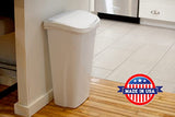 United Solutions 10 Gal/40 Qt Space-Efficient Kitchen Trash Can with Dual Swing Lid, 2-Pack, Waste Basket Fits in Narrow Spaces and Perfect for Commercial Offices, Home Office, Dorm, White