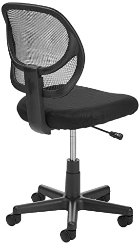 Amazon Basics Low-Back, Upholstered Mesh, Adjustable, Swivel Computer Office Desk Chair, Black, 18.7D x 17.7W x 38.2H