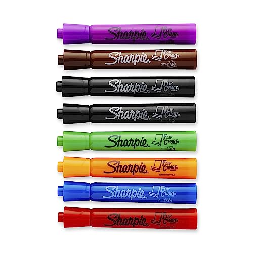 SHARPIE Flip Chart Markers, Bullet Tip, Assorted Colors, 8 Pack