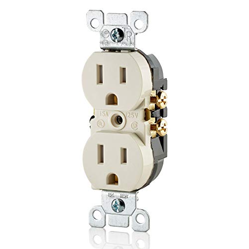 Leviton T5320-I Straight Blade Tamper Resistant Duplex Receptacle, 125 V, 15 A, 2 Pole, 3 Wire, 1 Pack, Ivory