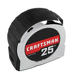 CRAFTSMAN Tape Measure, 25 ft, Retraction Control and Self-Lock, Solid Chrome Finish, Rubber Grip (CMHT37325S)