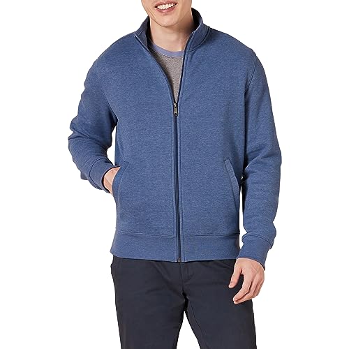 Amazon Essentials Men's Full-Zip Fleece Mock Neck Sweatshirt, Charcoal Heather, X-Small