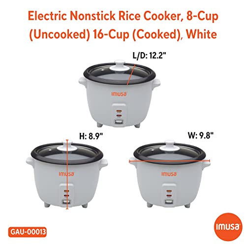 IMUSA USA GAU-00012 Electric NonStick Rice Cooker 5-Cup (Uncooked) 10-Cup (Cooked), White