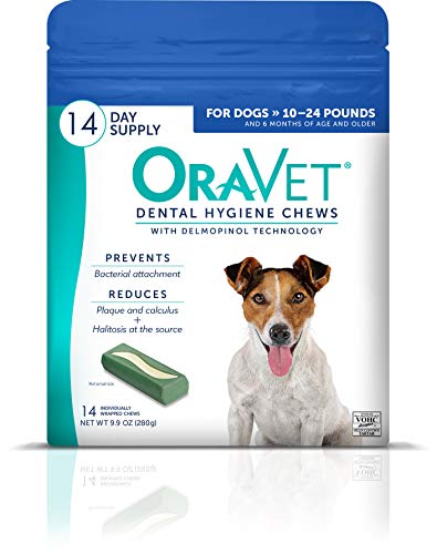 ORAVET Dental Chews for Dogs, Oral Care and Hygiene Chews (Small Dogs, 10-24 lbs.) Blue Pouch, 14 Count