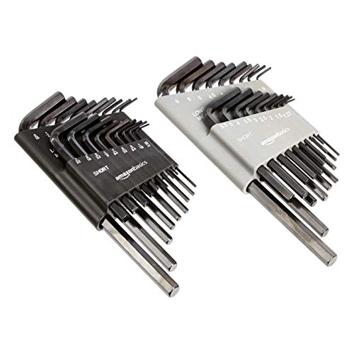 Amazon Basics Allen Wrench/Hex Key with SAE/Metric Sizes and 2 Storage Cases, Set of 36 Pieces