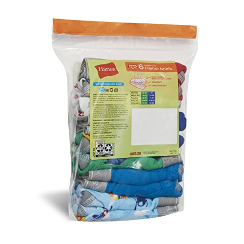 Hanes Toddler Boys' Potty Trainer Underwear, Boxer Briefs & Briefs Available, 6-Pack, Blue/Print Assorted, 2-3T