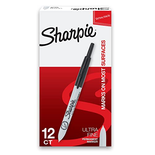 SHARPIE Retractable Permanent Markers, Ultra Fine Point, Black, 3 Count