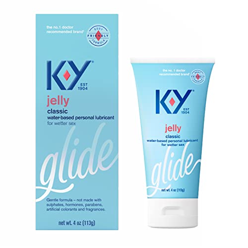 K-Y Jelly Personal Lubricant, Body-Friendly Water-Based Formula, Safe to Use with Latex Condoms, For Men, Women, Couples, 4 FL OZ