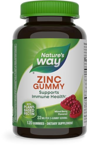 Natures Way Zinc Gummies for Immune Support, Mixed Berry Flavored, 11 mg, 120 Gummies