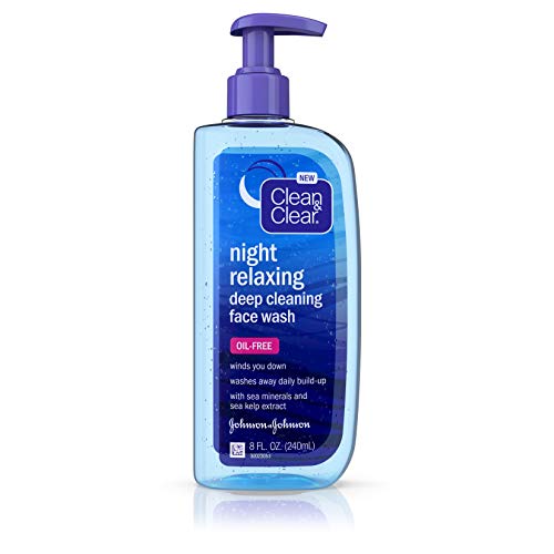 Clean & Clear Night Relaxing Oil-Free Deep Cleaning Face Wash with Deep Sea Minerals & Sea Kelp Extract, For All Skin Types, 8 fl. oz