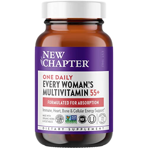 New Chapter Women's Multivitamin 55 Plus for Cellular Energy, Heart & Immune Support with 20+ Nutrients + Astaxanthin - Every Woman's One Daily 55+, Gentle on The Stomach, 96 Count