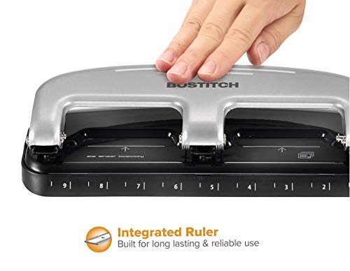 Bostitch Office EZ Squeeze 3-Hole Punch, 20 Sheet Capacity, Reduced Effort, No Jam Technology , Silver , 2 x 4.4 x 11.1