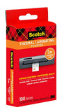 Scotch Thermal Laminating Pouches, 100 Count, Clear, 5 mil., Laminate Business Cards, Banners and Essays, Ideal Office or School Supplies, Fits Business Card (2.3 in. × 3.7 in.) Paper