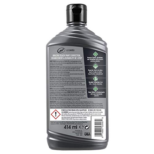 Turtle Wax 53448 Hybrid Solutions Ceramic Acrylic Black Polish and Wax Formulated for Black Car Paint, Removes Surface Scratches and Swirl Marks, Provides Water Repellency, Protection and Shine, 14 oz