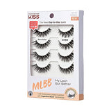 KISS My Lash But Better Fake Eyelashes Multipack – Bare Affair, 4-Pair Pack, Invisible, Lightweight, Reusable, Contact Lens Friendly, Voluminous, Comfortable | 8 Total