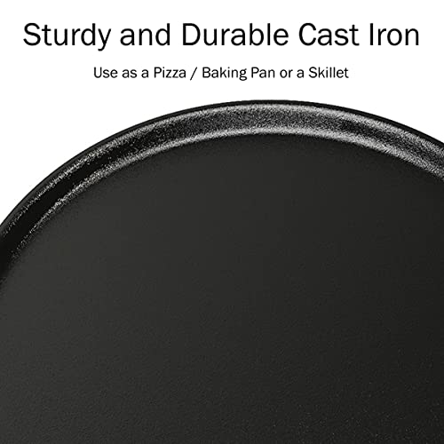Home-Complete Cast Iron Pizza Pan-14” Skillet for Cooking, Baking, Grilling-Durable, Long Lasting, Even-Heating and Versatile Kitchen Cookware