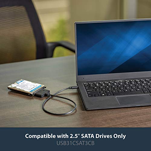 StarTech.com USB C to SATA Adapter - External Hard Drive Connector for 2.5'' SATA Drives - SATA SSD / HDD to USB C Cable (USB31CSAT3CB) Black