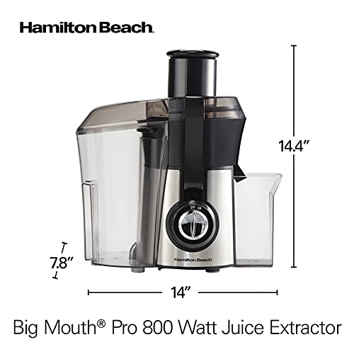 Hamilton Beach Juicer Machine, Big Mouth Large 3” Feed Chute for Whole Fruits and Vegetables, Easy to Clean, Centrifugal Extractor, BPA Free, 800W Motor, Black