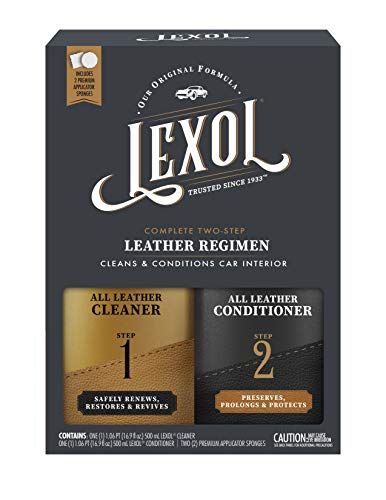 Lexol Leather Care Kit Conditioner and Cleaner, Use on Car Leather, Furniture, Shoes, Bags and Accessories, Trusted Leather Care Since 1933, Quick & Easy 2-Step Regimen, 16.9 oz Bottles Plus 2 Sponges,Black
