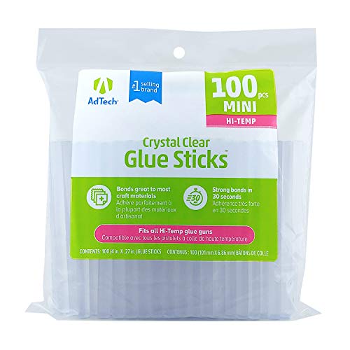Adtech 100ct-2pk 2-100ct High Temp Mini Size Glue Sticks, 2 Pack, Clear