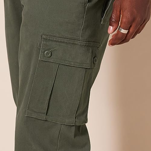 Amazon Essentials Men's Straight-Fit Stretch Cargo Pant (Available in Big & Tall), Olive, 29W x 30L