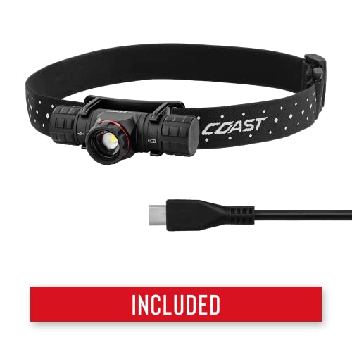 Coast XPH30R 1000 Lumen USB-C Rechargeable Dual Power Headlamp with Twist Focus Beam and Magnetic Base