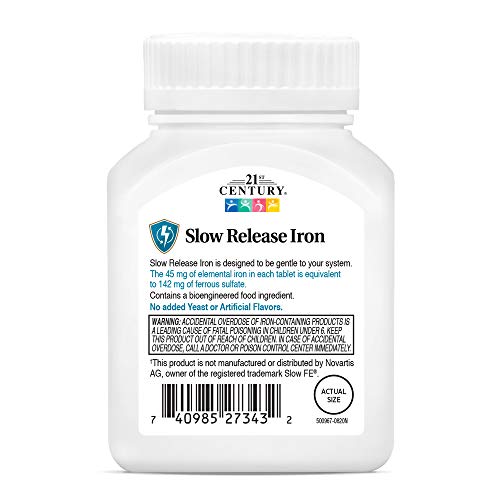 21st Century Slow Release Iron Tablets, 60 Count