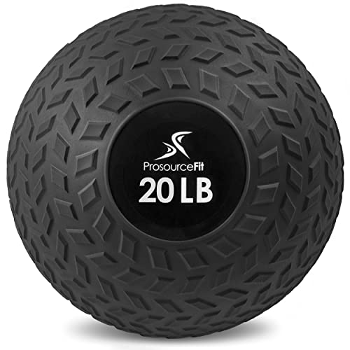ProsourceFit Slam Medicine Balls 20 lbs Tread Textured Grip Dead Weight Balls for Cross Training, Strength and Conditioning Exercises, Cardio and Core Workouts, Black