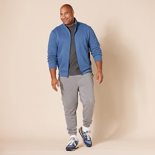 Amazon Essentials Men's Full-Zip Fleece Mock Neck Sweatshirt, Charcoal Heather, X-Small