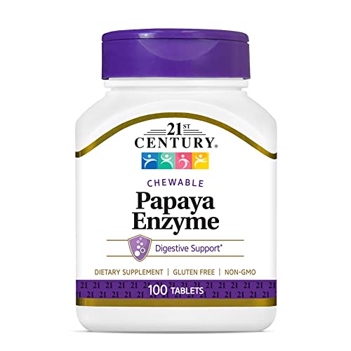 21st Century Papaya Enzyme Chewable Tablets, Tropical, 100 Count