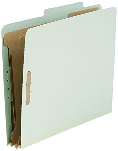 Amazon Basics 10-Pack Letter Size Pressboard Classification File Folders with Fasteners, Dividers, 2” Expansion - Green