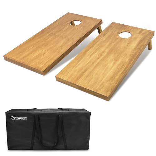 GoSports 4 ft x 2 ft Regulation Size Wooden Cornhole Boards Set - Includes Carrying Case - Full Regulation Size Bean Bag Toss Boards