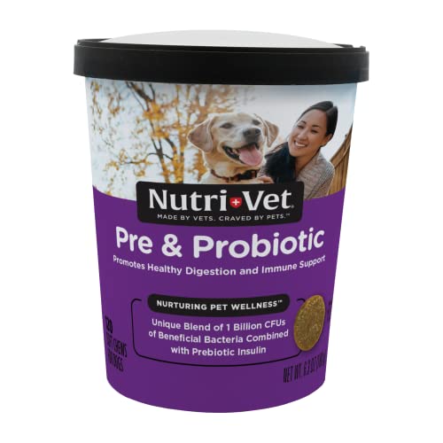 Nutri-Vet Pre and Probiotic Soft Chews for Dogs | Digestive Health Support Dog Probiotics | Tasty Alternative to Dog Probiotic Powder | 120 Soft Chews