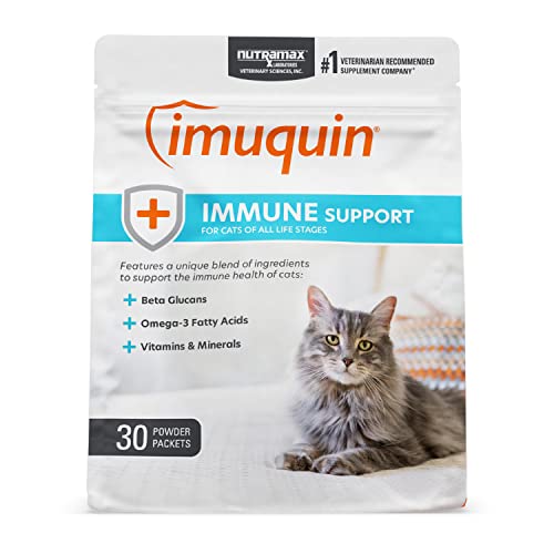 Nutramax Imuquin Immune Health Supplement Powder for Cats, with Beta Glucans, Marine Lipids, Vitamins and Minerals, 30 Packets