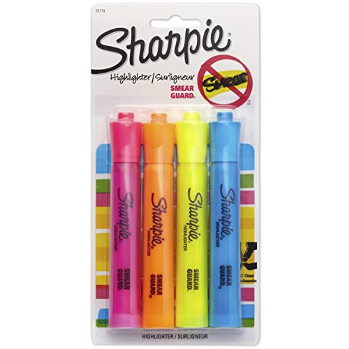 SHARPIE Accent Tank-Style Highlighters, 4 Colored Highlighters (25174PP)