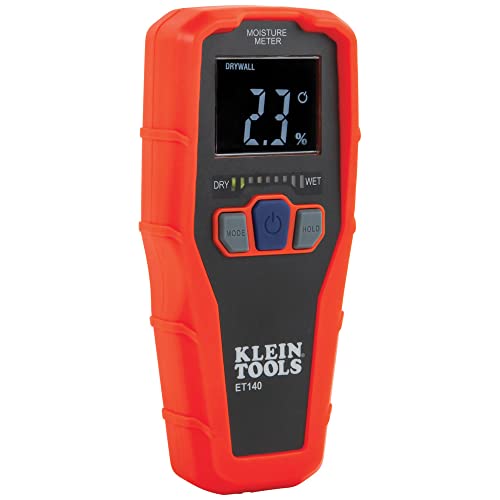 Klein Tools ET140 Pinless Moisture Meter for Non-Destructive Moisture Detection in Drywall, Wood, and Masonry Detects up to 3/4-Inch Below Surface