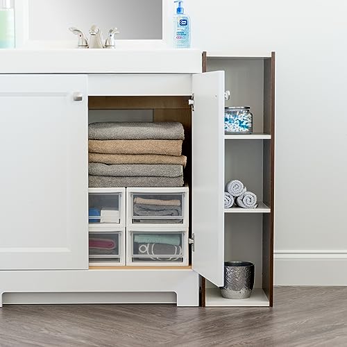 IRIS USA 14.5 Quart Stackable Storage Drawer, Plastic Drawer Organizer with Clear Doors for Pantry, Closet, Desk, Kitchen, Under-Sink, Home and Office De-Clutter, Shoes and Crafts - White, 3 Pack