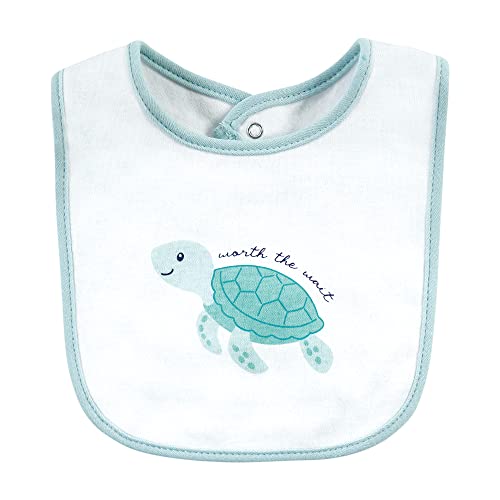 Hudson Baby Unisex Baby Cotton Bibs, Sea Turtle, One Size