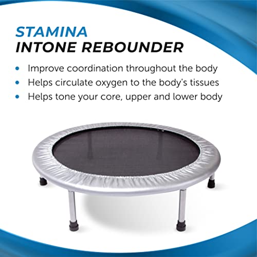 Stamina 36 inch Rebounder - Portable Exercise Trampoline - Mini Trampoline with Smart Workout App - Indoor Trampoline Fitness Rebounder - Up to 250 lbs Weight Capacity