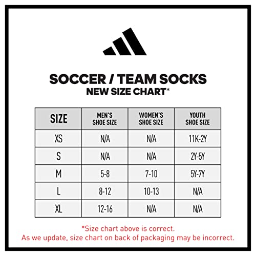 adidas unisex Rivalry Soccer (2-pair) OTC Sock Team, Black/White, X-Small US
