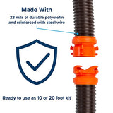 Camco RhinoFLEX 20’ Camper/RV Sewer Hose Kit | Clear Elbow w/ Removable 4-in-1 Adapter & Pre-Attached Swivel Bayonet and Lug Fittings | Sections Compress for RV Storage and Organization (39742)